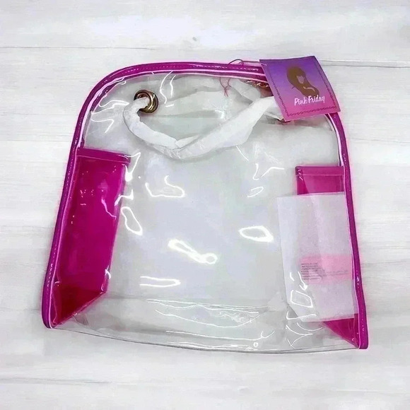 NICKI MINAJ Tote Bag Clear Vinyl Gold Chain Shoulder Strap Pink Friday RARE NWT - Picture 6 of 8